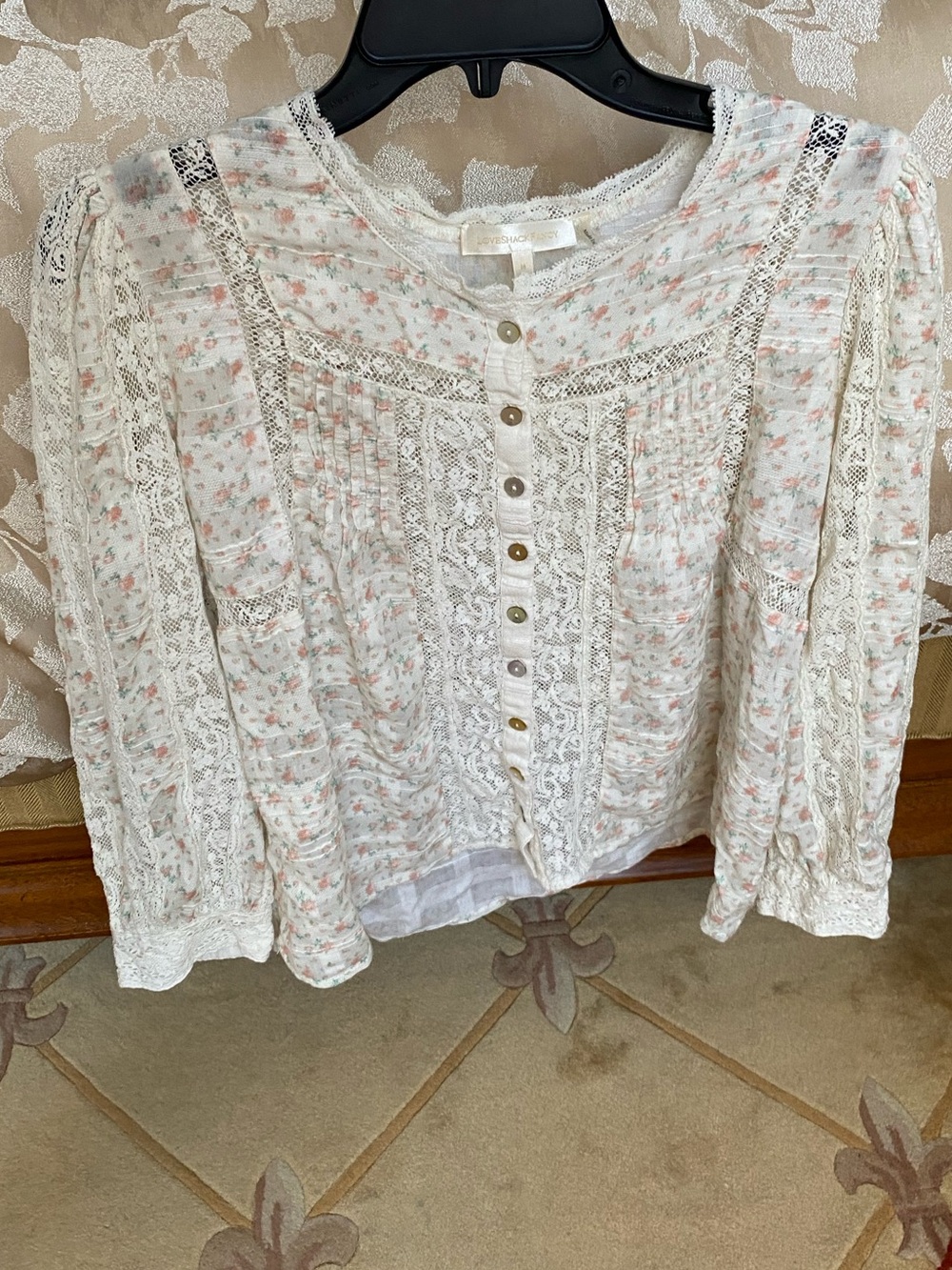 Loveshackfancy floral lace Cotton Blouse M - Picture 3 of 7